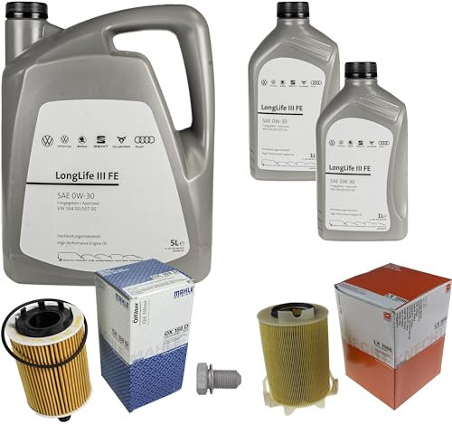 Inspektionspaket Wartungspaket Filterset mit 7 L 0W-30 Motoröl LongLife 3 FE, Ölfilter Luftfilter Ölablassschraube