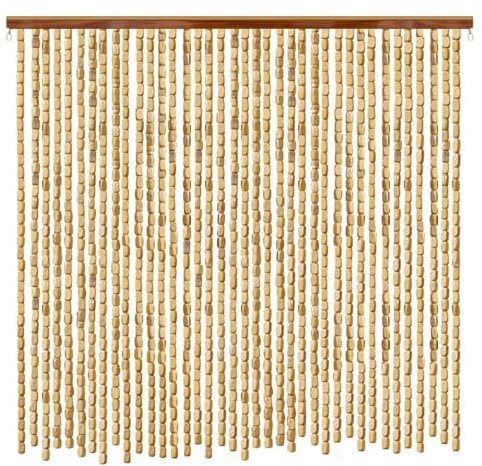 Sh000ad Holzperlenvorhang,Bambusvorhang Türvorhang Hölzern Natur Perlenvorhang,Retro Innen-/Außen Raumteiler Insektenschutz Vorhang Fadenvorhang,Anpassbar,Breite x Höhe (90cm x 210cm(90 Stränge))