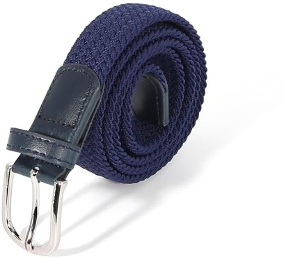 AnJuHoPa stretchbälte flätat elastiskt hållbart bälte nickelfritt spänne tygbälte tillverkat av ekologiskt testat material unisex bälte, marinblå, 3.0cm × 100cm