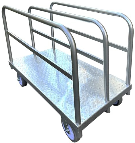 Steel Panel Truck Cart Platform Truck, Heavy Duty Lumber Drywall Dolly, 6 Swivel Brake Casters, 3 Side Handrails, Hold up to 2000lbs (39 x 24)