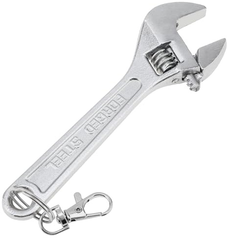 OriGlam 6 Inch Mini Wrench Keychain, Stainless Steel Wrench Key Chain, Adjustable Keyring Wrench Spanner Keychain, Novelty Key Ring Tools for Men Women (Silver)