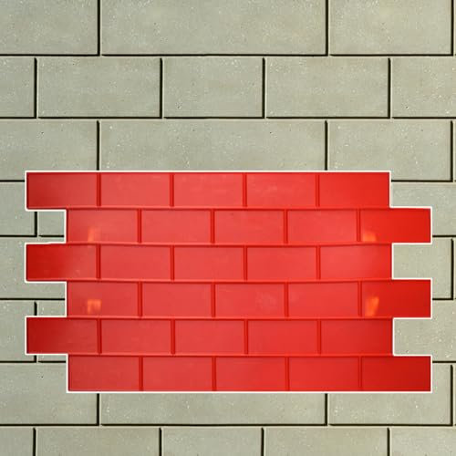 Stampi per Cemento Effetto Pietra Tappetino con Struttura in Cemento Delle Mura Della Città Vecchia con 2 Maniglie, Muffe Concrete Flessibili del Timbro, Timbri in Calcestruzzo Poliuretanico Realistic