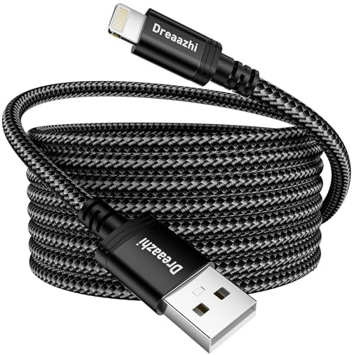 Dreaazhi Extra Long 4M Charger Cable for iPhone Fast Charge Braided Compatible with iPhone14/13/12/11/Pro/Xs Max/X/8/7/Plus/6S/6/SE/5S Lightning to USB Cable etc…