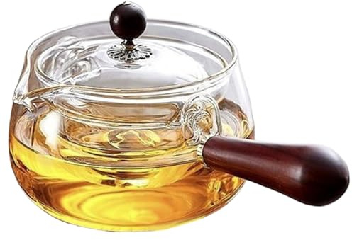 Tesot infuser di tè in vetro con infusore, teiera di vetro borosilicato da 580 ml/19,6 once con produttore di tè rotante a 360 °, fogliare e foglie sciolte, bollitore da tè giapponese con manico in