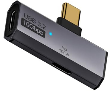 QIANRENON PD100 W USB C 1 a 2 adattatori 10 Gbps USB tipo C maschio a 2 prese angolo 90 ° connettore USB C ricarica cuffie 2 in 1 ricarica simultanea di dati per smartphone, tablet Steam Deck