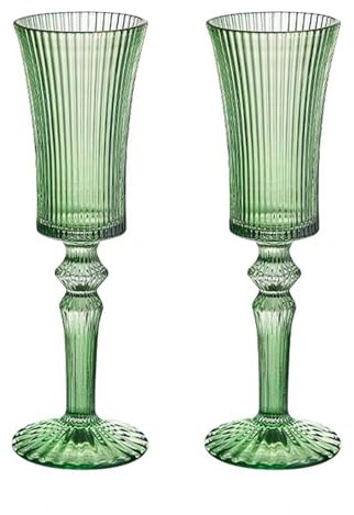 Jarsense 2PCS Glasses 140ml Tall Champagne Glasses Vertical Cocktail Glasses for Banquet Party Wedding Party Restaurant (Light-Green)