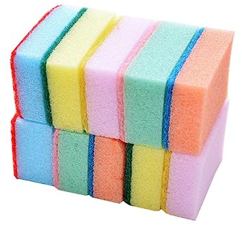 FRCOLOR 30pcs Dishwashing Sponge Pads Kitchen Cleaning Sponge Non-Slip Scrubbers for Kitchen Bathroom Reusable Cleaning Random Color