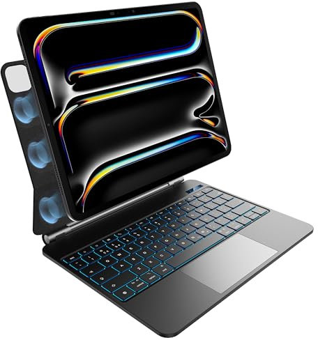 pankeybd Keyboard Case for iPad Pro 13 inch M5 2025 & M4 2024, 7 Colour Backlit, Multi-Touch Trackpad, Floating Magnetic Design, Black