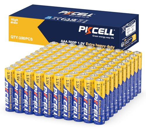 PKCELL Lot de 100 piles AAA 1,5 V durables pour téléphones fixes, télécommandes, jouets