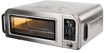 Berlinger Haus Four à Pizza Électrique – 2000W, 15 Fonctions de Cuisson, Air Fryer, Affichage Numérique, Chauffage Rapide jusqu'à 400°C, Fenêtre en Verre Triple Couche (Acier)