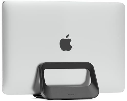 Vertical Laptop Stand for Desk,Plastics Laptop Holder Dock with Silicone Protection,Compatible with All MacBook/Surface/Samsung/HP/Dell/Chrome Book (Black)