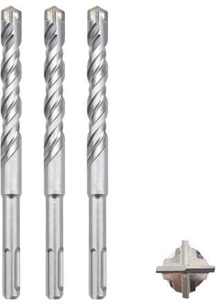 MOXPIFY Juego de 3 brocas SDS Plus 16 x 160mm, broca para hormigón con 4 cortes de carburo de tungsteno y hélice doble para hormigón y mampostería