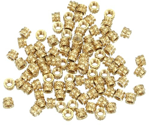 PATIKIL Inserciones Roscadas M2.5 M2.5x3x4mm 100 Pcs Inserciones Roscadas Femeninas De Latón Para Termofijado Tuercas Estriadas Métricas Para Incrustar En Componentes De Plástico, Dorado