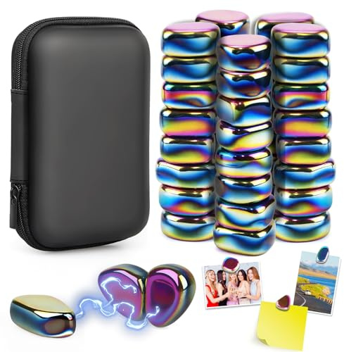40 Stück Bunt Hämatit Magnete, Irregulär Steine Magnete, Ma-gnete Bunt, Ma-gnet Fidget, Magnetsteine Spiel, Puzzle Mag-netic Kühlschrank Mag-nete für Familientreffen Camping Büro