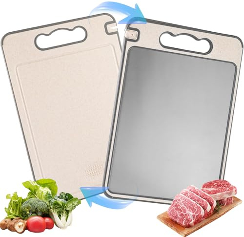 Double-Sided Titanium Cutting Board - 2-in-1 Stainless Steel for Meat, Vegetables & Fruits, Food Grade