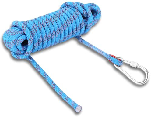 equlup Klettersnor, 12mm 2100KG Heavy Duty Paracord Panchute Cord Lanyard mit Karabiner Kletterseil Zubehör für Outdoor-Anwendungen Notüberleben (10 Mio.)
