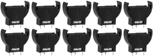 TECHZOCO Pack 10 Portapilas Vertical, Soporte de Batería CR2012-2032, Portapila Pila botón Voltaje Total: 3V (3V por Pila), Apto para 1 Pila CR2012, CR2016, CR2020, CR2025, CR2032, 10 Unidades
