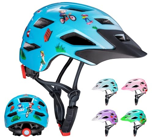 Casco Bicicleta Niño Ajustable 48-51 50-57cm para 3-5 5-12 Años, SIFVO Casco Bici Niñas y Niño Transpirable y Cómodo con Visera