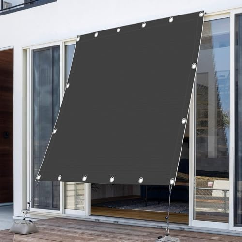 Sun Shade Sail 112 x 180 cm Waterproof Rectangle Garden Sail Shade Uv Block With Grommets Includes Free Rope Perfect For Terrace, Balcony, Dark Grey