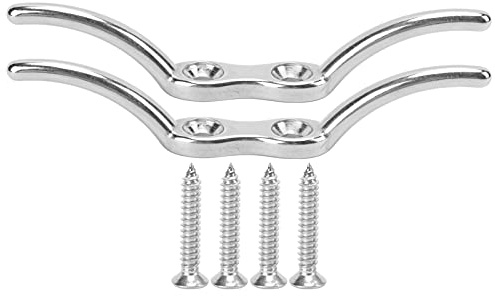 Tomotato 2pcs Flagpole Cleat Hook Stainless Steel Rope Cleats with Mounting Screws for Small Boats Yachts Canoes Kayaks