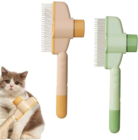 2 Stück Fellblitz Bürste,Fellblitz Bürste Katze,Selbstreinigende Haustierbürste,Fellpflege Kamm für Katzen,Selbstreinigender Flohkamm,Fellblitzbürste,Fellblitzbürste Katze,Flohkamm Für Katzen.