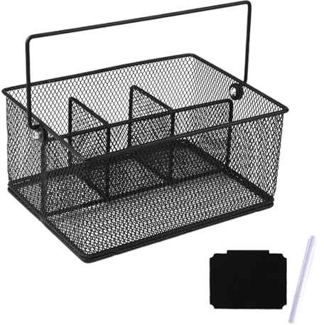 Gzsekken Garden Tools Storage box, Metal Mesh Gardening Storage Basket 4 Compartments,Portable with Handle, Tool Set Kit Holder Empty Storage Caddy for Indoor and Outdoor Gardening Use（23 x18 x11 cm）