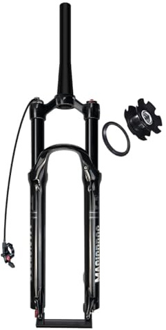 KANGXYSQ 26/27,5/29 Pouces VTT Fourches Avant Course 120 Mm 1-1/8 Droit/Conique Fourche Air Suspension 9 X 100 Mm QR Frein À Disque Fourches Manuel/à Distance(Tapered-Remote,26in Black)