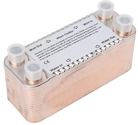 EMUKOEP Scambiatore di Calore in Acciaio Inossidabile a 30 Piastre, Refrigeratore per Mosto, Raffreddamento della Birra, Refrigeratore Controcorrente per Birra Fatta in Casa, Filettatura NPT 1/2