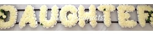 Silky Bouquets Daughter or Any 8 Letter Tribute – Personalized Funeral or Memorial Silk Flower Tribute | Custom Silk Funeral Flowers for Graves & Funerals