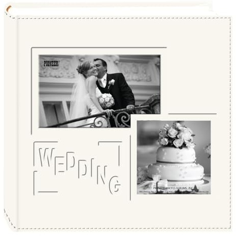 Pioneer Photo Albums Wedding Embossed Leatherette Frame Cover Photo Album 200 Pockets Hold 4x6 Photos, Ivory White