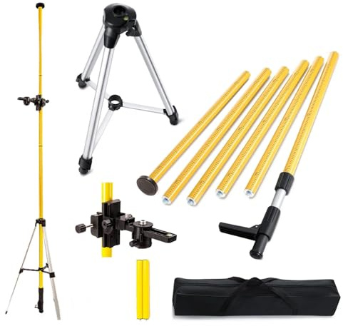 Stativ Für Laser,Nivellier-Dreibein,1/4“-20 5/8”-11 Gewinde,Höhenverstellbar 700-3600 Mm,Integriertes Nivelliergerät,Schwerlast-Stativ, Aluminium-Dreibein,Mit Ausziehbarer Stange Für Laserscanning