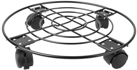 GOOHOCHY Portavasi Rotondo in Ferro con Ruote e Freno da 33 Cm, Supporto Mobile per Piante in Vaso da Interno ed Esterno, Carrello per Fioriere Resistente per Giardino e Terrazzo