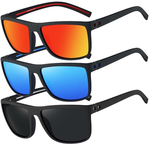Polarisierte Sonnenbrille Herren Damen UV-Schutz Sportbrille Fahrerbrille | Leichte TR90 Rahmen,Rutschfest,CAT 3,zum Angeln,Autofahren,Wandern,Radfahren,Golf,Reisen,Strandutensilien,Nachtfahrbrille