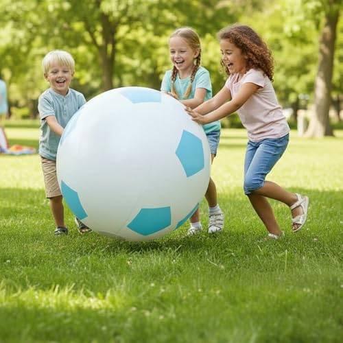 Large Beach Balls,Giant Inflatable Football Ball with Valve for Summer Pool Water Games,Large Inflatable Beach Toys,PVC Football for Swimming Backyard,Party Games,Adult &Teen Outdoor Sports Toy