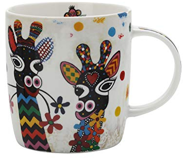Maxwell & Williams Taza con diseño de jirafa colorida en caja de regalo, de porcelana, multicolor, 370 ml