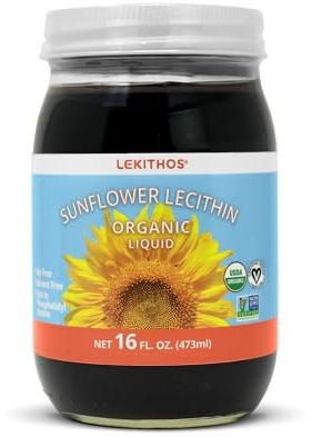 Lekithos Organic Sunflower Lecithin Liquid - 16 fl oz - Certified USDA Organic - Cold Pressed (Solvent Free) - Non-GMO Project Verified