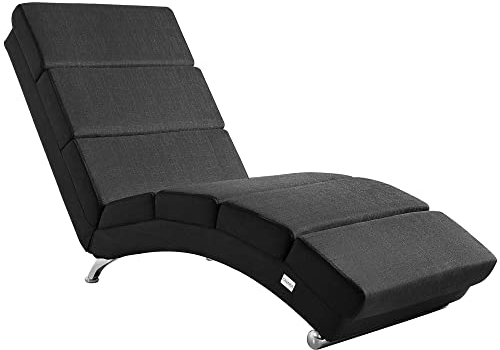 Casaria® Relaxliege XXL London 186x89x55 cm Ergonomisch Stoff Gepolstert 180 kg Belastbarkeit Wohnzimmer Büro Indoor Chaiselongue Relaxsessel Anthrazit