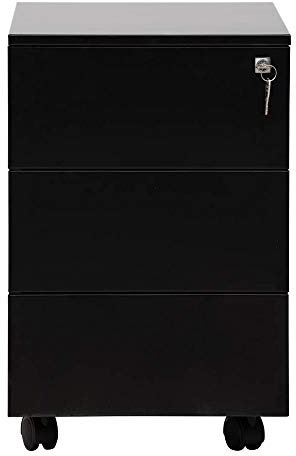 Gürkan Rollcontainer Stahl schwarz/schwarz 40,0 x 60,0 x 61,0 cm Auszüge: 3 Schubladen