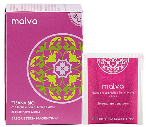 Erboristeria Magentina - TISANA MALVA 20 filtros con hojas y flores de Malva y Altea