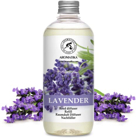 Ricarica Diffusore di Lavanda 500ml - Olio Essenziale Lavanda - Fragranza Intensa e Duratura - Alcool 0% - Diffusore a Lamella di Fragranza