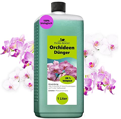 Konfitee Orchideen Dünger Flora Boost 1000ml I Für bis zu 200L Gießwasser I Bessere Blütenbildung & Pflanzenwachstum I Flüssiger Blatt- & Wurzeldünger I 100% natürlicher Pflanzendünger