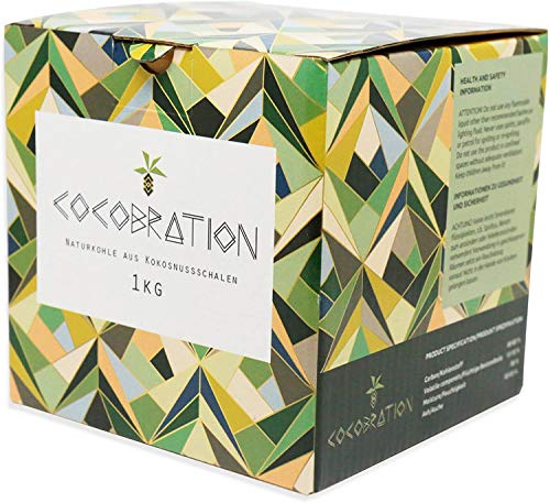 Cocobration Kokosnuss Naturkohle 4 KG 27 mm Shisha Grill Kohle für Wasserpfeife