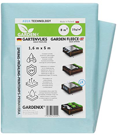 GARDENIX Frostschutz Pflanzen Wachstumsvlies - Gartenvlies Hochbeet 1.6m x 5m für Pflanzen Abdeckung, Vlies, Folie Frühbeet 23g/m², Abdeckvlies, Gartenvlies Winterschutzvlies, Windschutz, Lochfolie