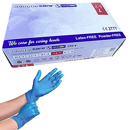 1Above_Pack de 200 guantes desechables de nitrilo de vinilo, sin polvo, extrafuerte, multiuso, color azul