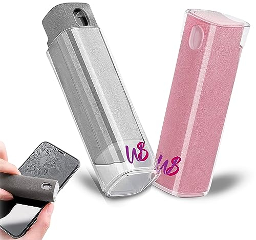 WS WorlsTrend Pack de 2 Limpiadores de Pantalla Móvil/Pc/TV/iPad/MacBook con Paño de Microfibra - Limpiador 2 en 1 - Spray y Paño - Rocie y Limpie la Pantalla - Auto Recargable - Ideal para Viajar.