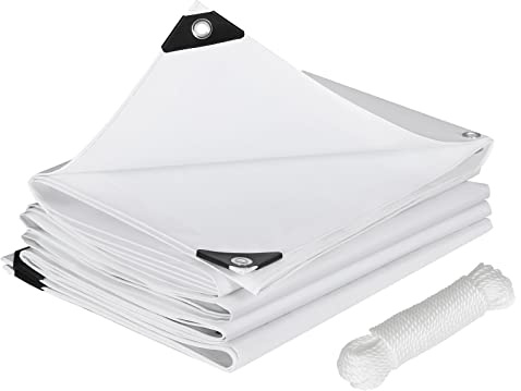Laneetal Telone Impermeabile 280g/m² con Occhielli 2x3m Bianco | 280g/m²; PE; anti-UV; occhielli; impermeabile; per auto/giardino