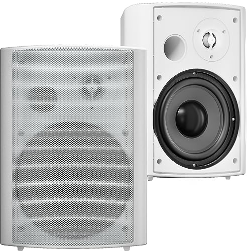 STUDIOFINIX 6,5 Zoll 400 Watt Wasserdicht Außenlautsprecher Outdoor-Lautsprecher Bluetooth Wandhalterung Lautsprecher Wasserdicht Wetterfest für Patio Garage Home Outdoor (Weiß)