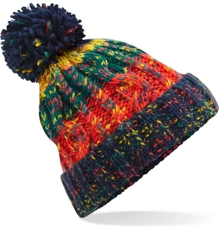 COOZO Unisex Corkscrew Pom Pom Beanie