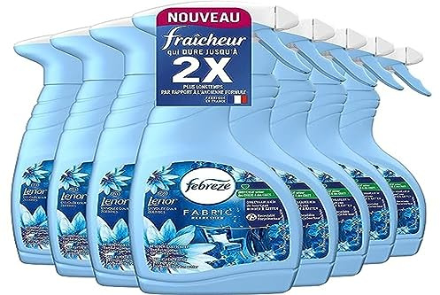 Febreze Spray Désodorisant Textile (500ml x8), Parfum Envolée d'Air de Lenor, Combat Les Odeurs Emprisonnées Dans Les Tissus, Laisse Un Parfum Frais