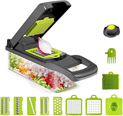 zalati Hachoir à légumes 15 en 1 Mandoline Gadgets Outil de découpe manuel pour la préparation des aliments de cuisine